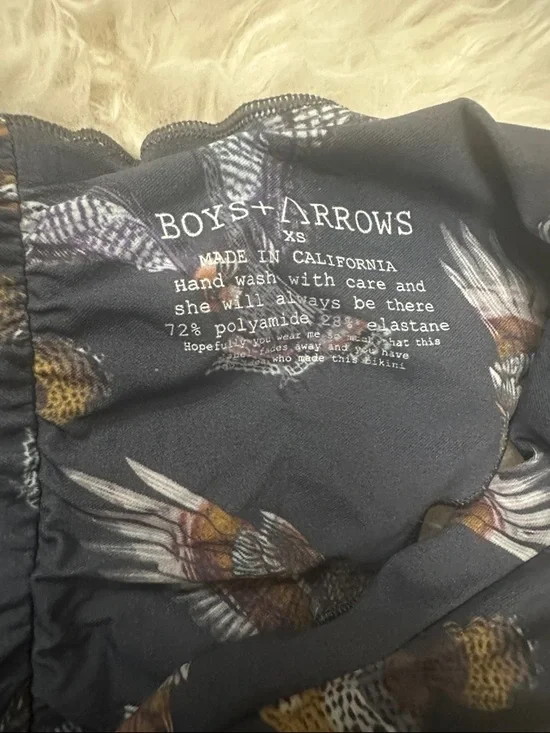Boys + Arrows Slate Bird-Print Triangle Bikini - Picture 2 of 3